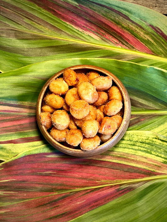 Hot Honey Roasted Macadamia Nuts